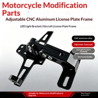 Accessoires de modification de moto, support de plaque d'immatriculation rétractable en alliage d'aluminium CNC, lumière LED, style avion, YDASE