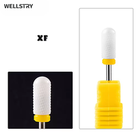 WELLSTRY Accepte les étiquettes personnalisées Outil de manucure Embouts de ponceuse à ongles en céramique Diamètre de tige 3/32" Grand cylindre Lisse Boîte portable