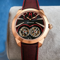 Montre de sport automatique de luxe de haute qualité en acier inoxydable, étanche, avec bracelet en cuir et silicone pour hommes