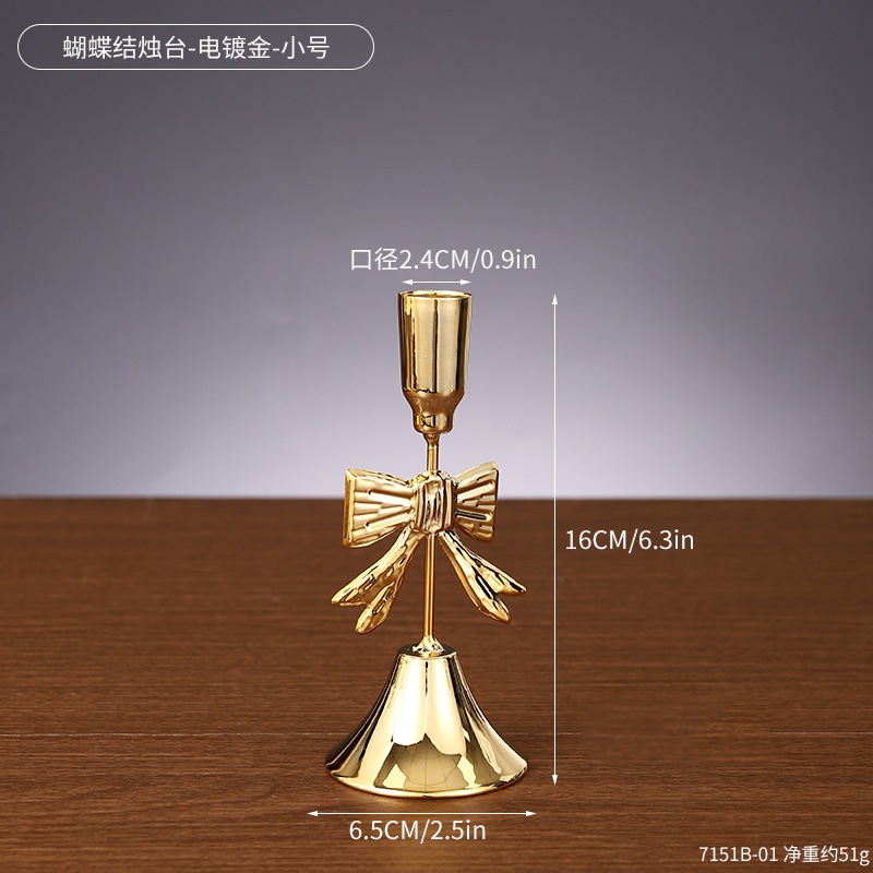 เชิงเทียนโบว์ 7151B-01 - ชุบทอง - ขนาดเล็ก