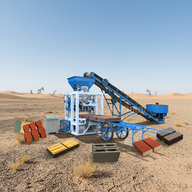 Brick Making Machine on the Ground Mutially KAIDONG QT4-23A Semi Automatic Cement Bricks Machine Hollow Bricks Machine
