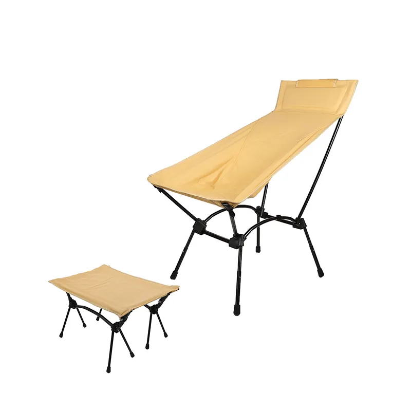 Chaise de camping à hauteur réglable de bonne qualité Chaise pliante à dossier haut avec tabourets