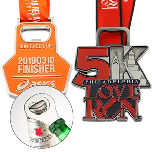 Factory Price Sublimation Running Medal With Bottle Opener