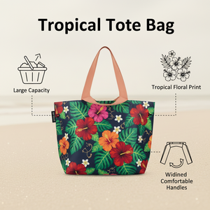 Bolsa <span class=keywords><strong>de</strong></span> Mano <span class=keywords><strong>de</strong></span> Lona con Estampado Tropical <span class=keywords><strong>de</strong></span> Hibisco, Personalizada por Royal Fair, para <span class=keywords><strong>la</strong></span> <span class=keywords><strong>Playa</strong></span>, Compras, o como Bolsa <span class=keywords><strong>de</strong></span> Hombro - Product Image 2