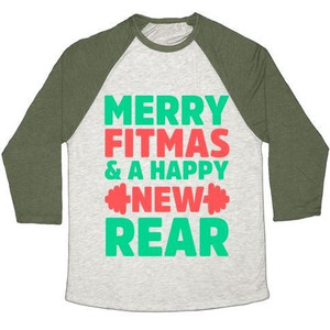 Merry Fitmas and a Happy New Rear Unisex Tri-Blend <b>Baseball</b> <b>Tee</b> - Product Image 5