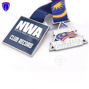기념품용 프로모션 NWA 북서 클럽 스퀘어 사각 모양 소프트 에나멜 메탈 메달 기록 메달