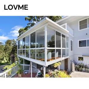 Véranda de jardin extérieure avec verre trempé à faible émissivité Petite maison ensoleillée Véranda en verre pour villa Cadre en aluminium - Product Image 4