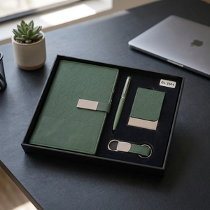 Modern Four-in-One Corporate <b>Gift</b> Combo A5 Notebook Magnetic Metal Pen Card Holder Leatherette Keychain Business <b>Office</b> Use - Product Image 5