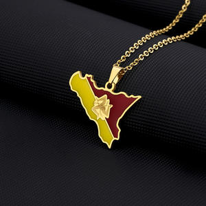 Fabricant <span class=keywords><strong>La</strong></span> <span class=keywords><strong>Sicilia</strong></span> Carte Chaîne Goutte D'huile Italie Sicile Carte Drapeau Couples Charme Hommes Pendentif Collier - Product Image 3