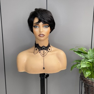 Vorgefertigte Emily Kurze Pixie-Cut Perücke aus Echthaar, Gebrauchsfertige Brasilianische Echthaarperücken für Frauen in Schwarz, Braun, Rot - Product Image 6