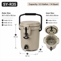 Glacière isotherme rotomoulée 14QT avec robinet, distributeur portable d'eau et de glace pour le camping, la pêche et les pique-niques