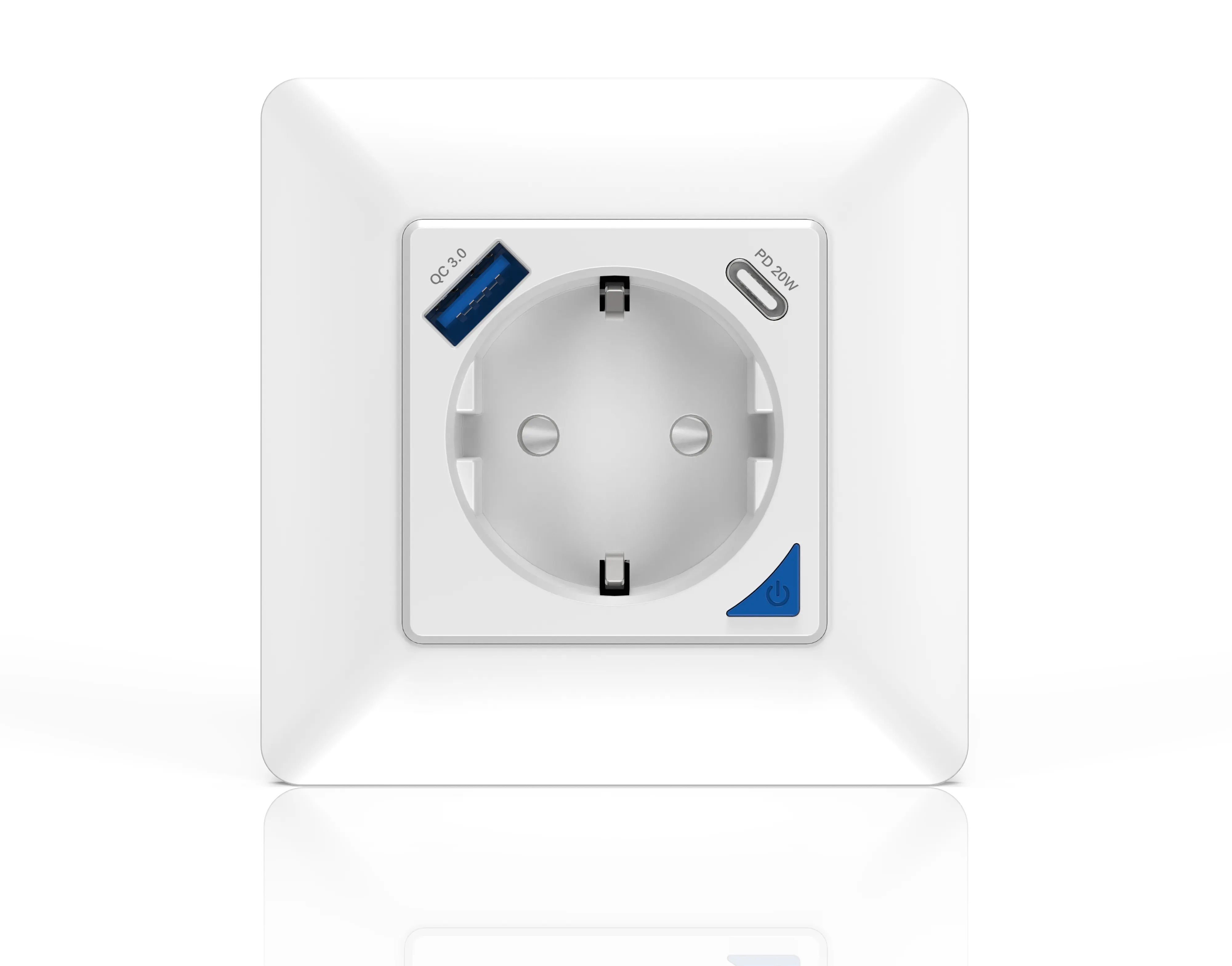 Tuya App Remote Control Intelligent Automatic EU Standard Power Monitor 16A Smart Wifi Inwall Socket Plug with USB fast charging