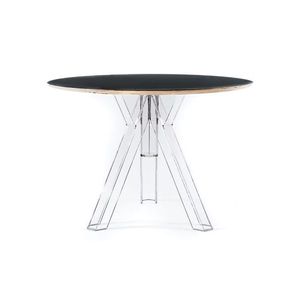 Tavolo rotondo in policarbonato con Design fumé nero con diametro 107mm OMF107N elegante tavolo da pranzo - Product Image 3