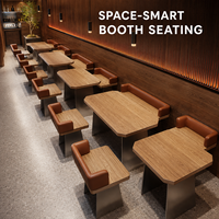 Ensemble de salle à manger compact et peu encombrant de qualité commerciale avec banquette en cuir et table en bois, chaises et tables pour restaurant