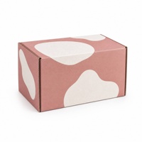 Boîte d'expédition ondulée à motif abstrait rose en carton pour vêtements, cosmétiques, bijoux, cadeaux et marques de boutiques