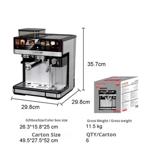 เครื่องชงกาแฟเอสเพรสโซแบบกึ่งอัตโนมัติ ตัวเครื่องพลาสติกคุณภาพสูง สำหรับใช้งานเชิงพาณิชย์ หน้าจอสัมผัส LCD พร้อมระบบทำความสะอาดอัตโนมัติ ตัวเครื่องทำจากพลาสติก - Product Image 6