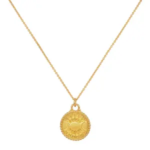 Konkurrenz fähiger Preis 925 Sterling Silber 18 Karat vergoldet Schmuck Münze Anhänger Halskette Vintage Halskette Mädchen Halskette für Frauen