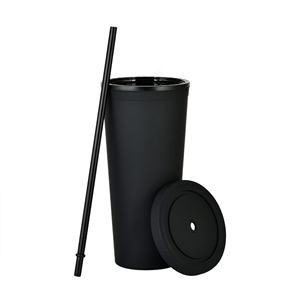 Gobelet personnalisé avec logo, 22 oz, en plastique, à double paroi, réutilisable, pour bubble tea, gobelet mat avec paille - Product Image 4