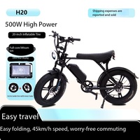 Vélo Électrique H20 48V 500W avec Pneus Larges, Moteur Brushless à Moyeu Arrière, Freins à Disque Avant et Arrière, Suspension Pneumatique, Phare LED et Batterie au Lithium