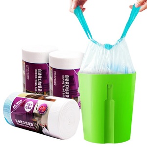 Drawstring Garbage Bags <b>Automatic</b> Closure Thickened L Size Disposable Kitchen Trash Bags - Product Image 1