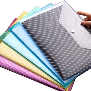 Wholesale <b>A4</b> Transparent Plastic Envelopes <b>File</b> Bags Custom Logo Document Folders School Document Organizers with Snap Button - Product Image 1