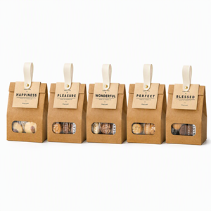 Sacs de boulangerie en papier kraft personnalisés OEM en gros avec fenêtre PVC, poignée et rivets dorés pour biscuits, pain et emballages cadeaux - Product Image 1
