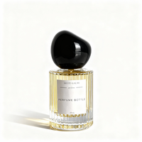 Bouteilles de parfum en verre rondes de luxe personnalisées de 30ml 50ml 100ml Flacon pulvérisateur vide à rayures verticales avec bouchon à bille