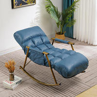 Fauteuil à bascule contemporain durable avec repose-pieds, pliable, minimaliste, moderne, structure métallique, revêtement en tissu, pour hôtel, chambre, salon