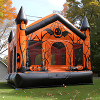 Château gonflable commercial en PVC pour fêtes, thème Halloween (anges et citrouilles), avec souffleur