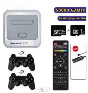 Konsol Video Game Retro Wifi X Pro 4K Hd Tv, Konsol Game Video untuk Ps1/Psp/N64/Dc dengan 50000 + Game dengan Kontroler Nirkabel 2.4G