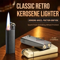 Briquet à kérosène en métal rétro classique rechargeable, logo gravé au laser, disponible en plusieurs couleurs