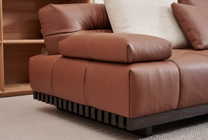 Luxury Modern Genuine Leather 3-Seater <b>Set</b> <b>Square</b> Grid Seat Design Comfort Apartment Corner Villa Home Furniture - Product Image 3