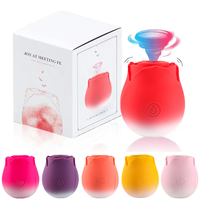 Rosenförmiger Saugvibrator Farbverlauf Klitoris-Stimulator Weiches Silikon Wiederaufladbar Leise Erwachsenen-Sexspielzeuge für Frauen Paare