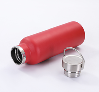 Bouteille de sport à double paroi en acier inoxydable de 750 ml (25 oz) à large ouverture avec plusieurs couvercles pour la musculation et le fitness, anti-fuite