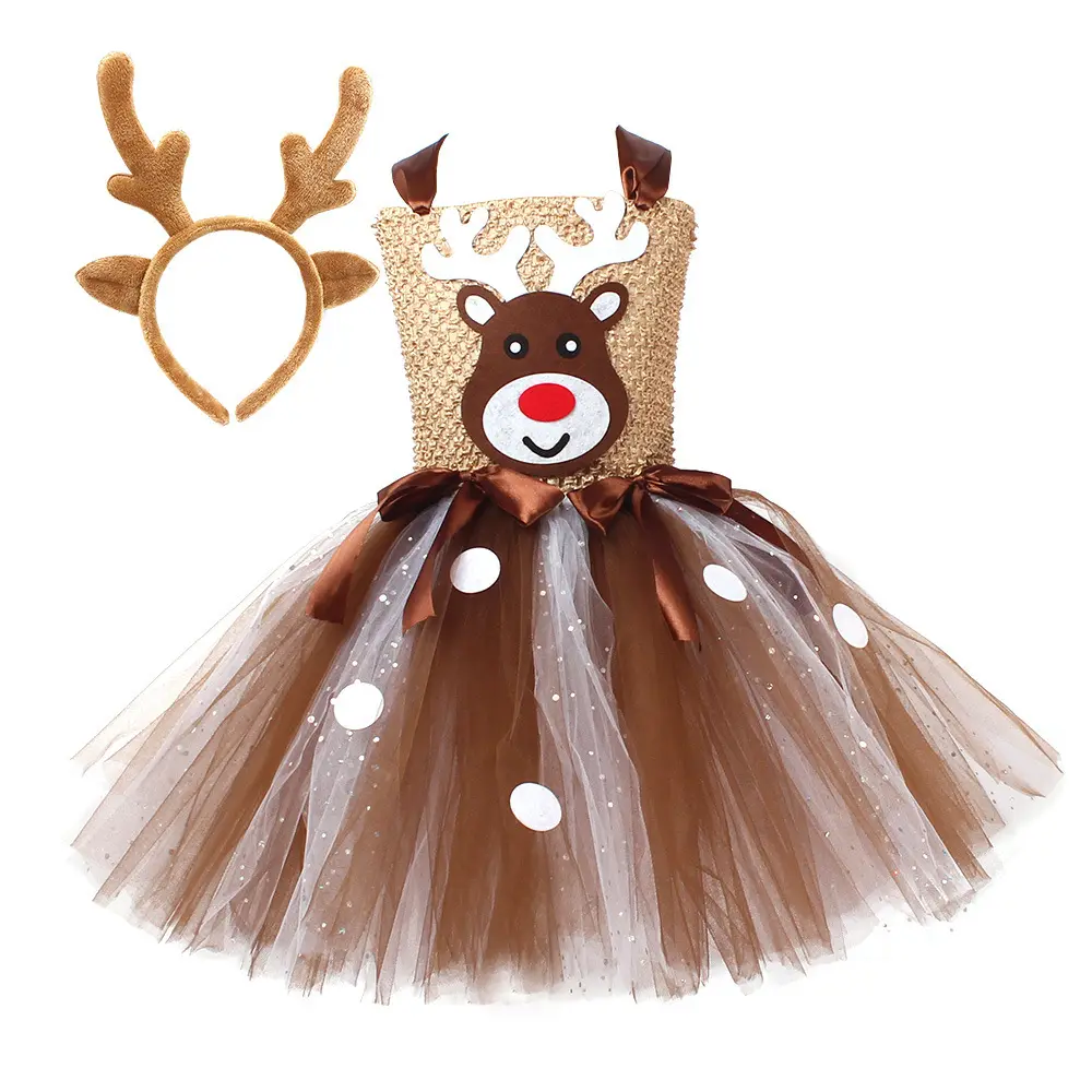 Tutu Dromen Kerst Dierenkostuums Kids Meisjes Rendier Giraffe Tijger Met Hoofdband Kerst Verkleedkleding