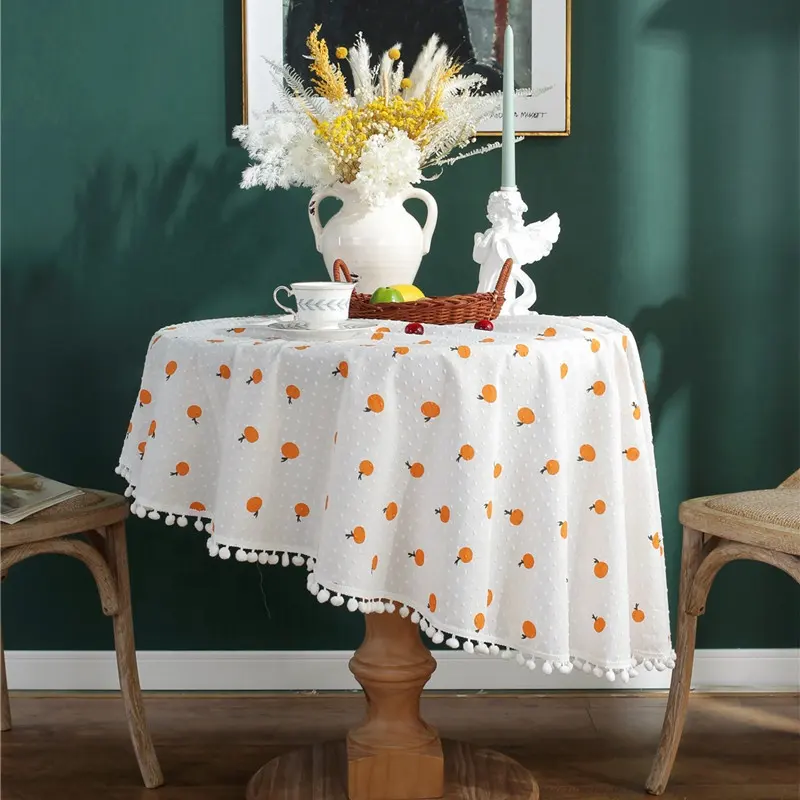 أغطية طاولات زهرية مطبوعة مخصصة 100 ٪ مفرش طاولة قطني مستدير لغرفة المعيشة والطعام مناسب للربيع والخريف في الهواء الطلق