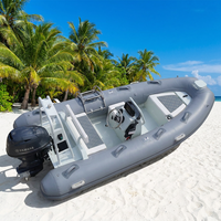 Bateau pneumatique semi-rigide (RIB) de pêche en PVC de 3,9 m (12,8 pieds) avec moteur, pour 5 personnes, modèle HAOHAI 390, idéal pour les activités nautiques.