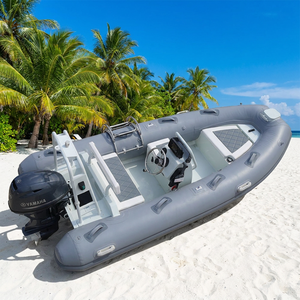 Bateau pneumatique semi-rigide (RIB) de pêche en PVC de 3,9 m (12,8 pieds) avec moteur, pour 5 personnes, modèle HAOHAI 390, idéal pour les activités nautiques. - Product Image 1