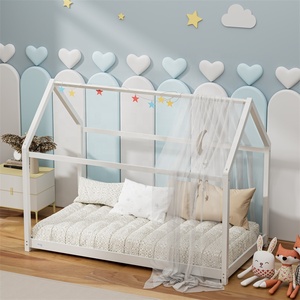 <strong>House</strong> Shape Twin Size Montessori <strong>House</strong> <strong>Bed</strong> Wooden Floor <strong>Bed</strong> Simply Kids <strong>Bed</strong> Design for Children Room - Product Image 2