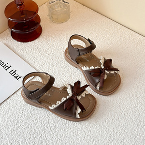 White Lace Princess <b>Sandals</b> Girl Dress Shoes Toddler Girl <b>Sandals</b> Open Toe Little Kid Summer Flats Bow Kids <b>Sandals</b> - Product Image 4