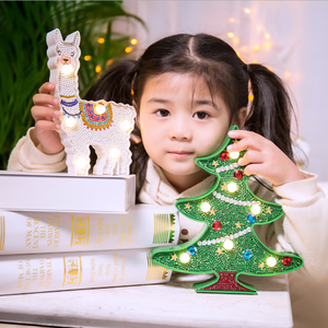 Vente en gros Nouveauté Arbre de Noël Alpaca <span class=keywords><strong>licorne</strong></span> Forme spéciale Peinture au <span class=keywords><strong>diamant</strong></span> LED DIY avec lumières - Product Image 2