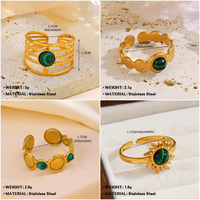 Boho Vergoldete Edelstahl-Armbänder mit Falschem Malachit, Verstellbar, Teufelauge, Himmlische Sonne, Geometrische Perlen, Mehrschichtig, als Geschenk