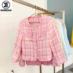 Sumzao new and used <strong>tweed</strong> <strong>jacket</strong> good quality <strong>cheap</strong> price baju wanita korea style <strong>tweed</strong> fabric clothes baju second hand - Product Image 3