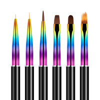 Nouveau design de brosses à ongles en gel Virole arc-en-ciel Ensemble de brosses d'art pour ongles en nylon avec logo personnalisé