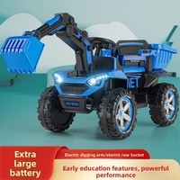 Excavatrice et VTT électriques en plastique pour enfants, excavatrice extra-large télécommandée, jouet à conduire pour garçons de 1 à 8 ans