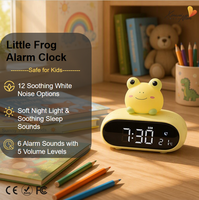 Jam Alarm Katak 12 Pilihan Suara Putih yang Menenangkan Lampu Malam Lembut 6 Suara Alarm 5 Tingkat Volume untuk Anak-Anak