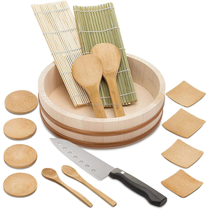 Kit de fabrication de <span class=keywords><strong>sushi</strong></span> en bambou OEM, paquet de 15 accessoires pour <span class=keywords><strong>sushi</strong></span> et couteau à <span class=keywords><strong>sushi</strong></span> - Product Image 1