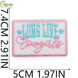 Wholesale Small Embroidered Patch Cow Girl Women Bag Decoration Pink Western Cowboy Howdy <b>Iron</b> on Patches for Clothing Hats - Product Image 4