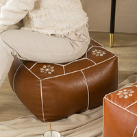 Pouf géométrique en forme de boîte, repose-pieds doux, coussin de siège bas, ottoman sans structure pour salon, table basse, appartement, chambre d'amis, maison