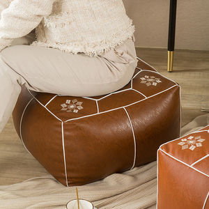 Puf geométrico con diseño de puntadas, taburete suave <span class=keywords><strong>para</strong></span> pies, cojín bajo <span class=keywords><strong>para</strong></span> asiento, otomana sin estructura <span class=keywords><strong>para</strong></span> salón, mesa de té, apartamento, habitación de invitados, hogar - Product Image 2